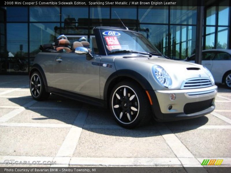 Sparkling Silver Metallic / Malt Brown English Leather 2008 Mini Cooper S Convertible Sidewalk Edition