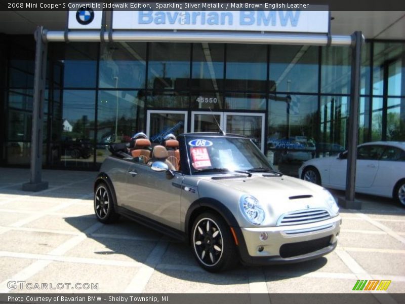 Sparkling Silver Metallic / Malt Brown English Leather 2008 Mini Cooper S Convertible Sidewalk Edition