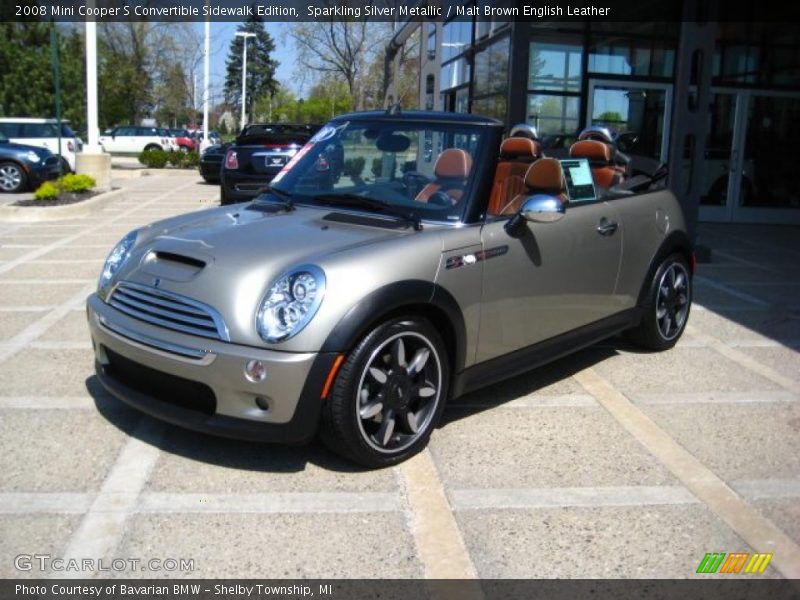 Sparkling Silver Metallic / Malt Brown English Leather 2008 Mini Cooper S Convertible Sidewalk Edition