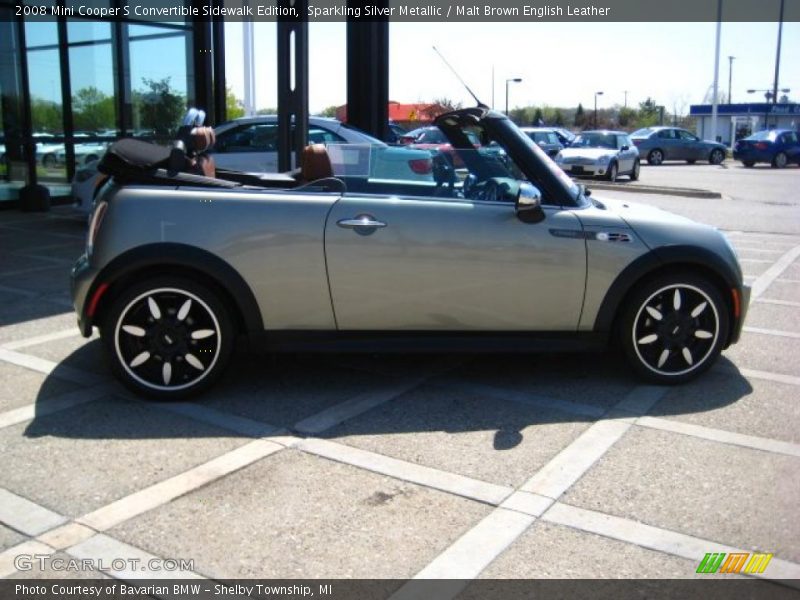 Sparkling Silver Metallic / Malt Brown English Leather 2008 Mini Cooper S Convertible Sidewalk Edition