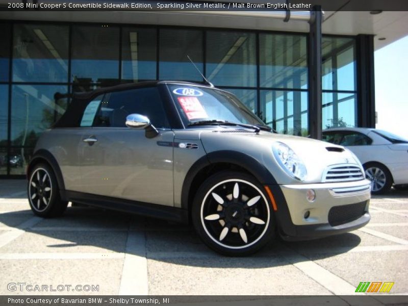 Sparkling Silver Metallic / Malt Brown English Leather 2008 Mini Cooper S Convertible Sidewalk Edition