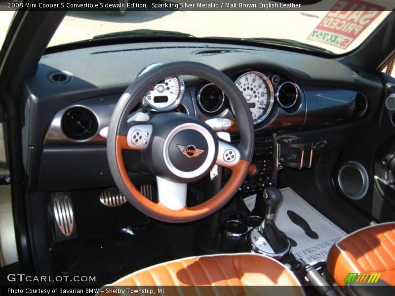 Sparkling Silver Metallic / Malt Brown English Leather 2008 Mini Cooper S Convertible Sidewalk Edition