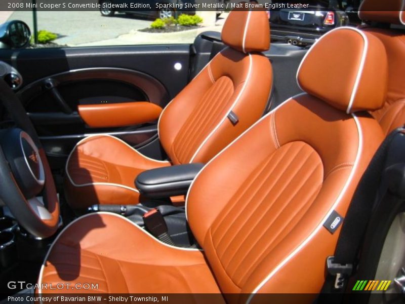 Sparkling Silver Metallic / Malt Brown English Leather 2008 Mini Cooper S Convertible Sidewalk Edition