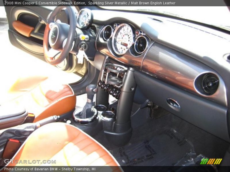 Sparkling Silver Metallic / Malt Brown English Leather 2008 Mini Cooper S Convertible Sidewalk Edition