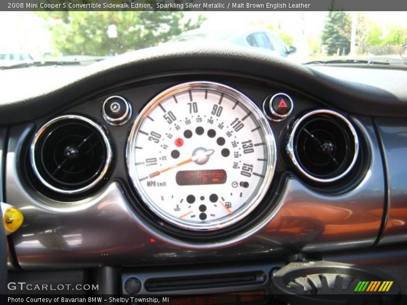 Sparkling Silver Metallic / Malt Brown English Leather 2008 Mini Cooper S Convertible Sidewalk Edition