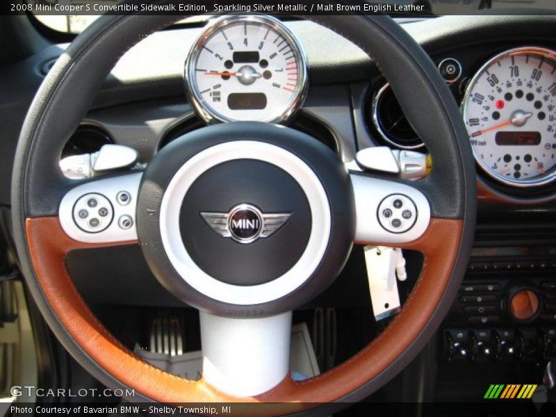 Sparkling Silver Metallic / Malt Brown English Leather 2008 Mini Cooper S Convertible Sidewalk Edition