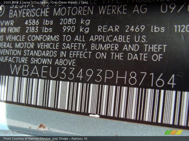 Grey Green Metallic / Sand 2003 BMW 3 Series 325xi Sedan