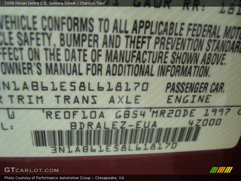 Sonoma Sunset / Charcoal/Steel 2008 Nissan Sentra 2.0
