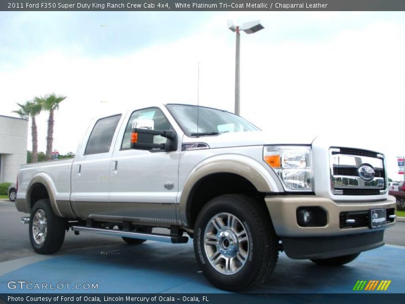 White Platinum Tri-Coat Metallic / Chaparral Leather 2011 Ford F350 Super Duty King Ranch Crew Cab 4x4