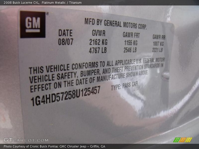 Platinum Metallic / Titanium 2008 Buick Lucerne CXL