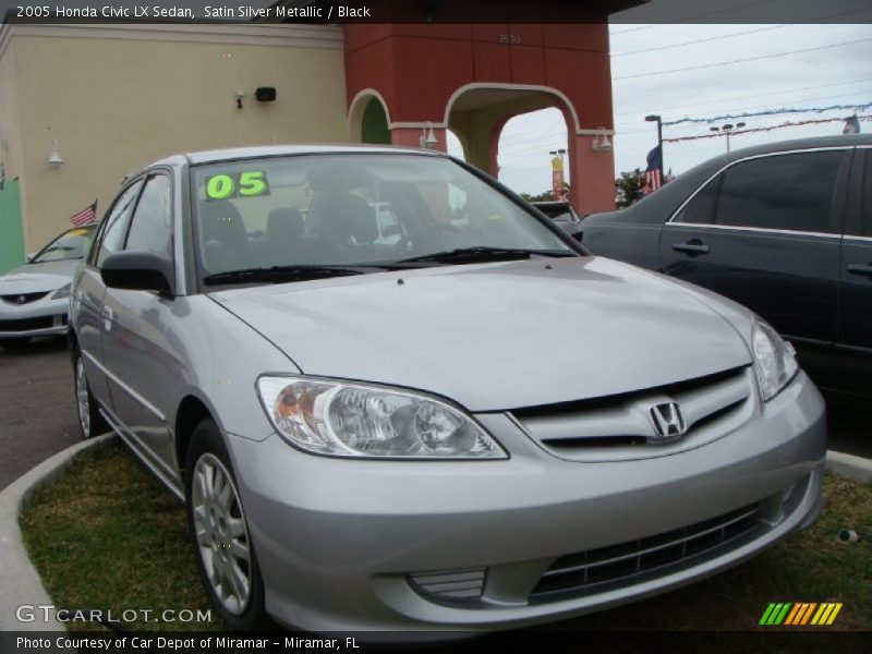 Satin Silver Metallic / Black 2005 Honda Civic LX Sedan