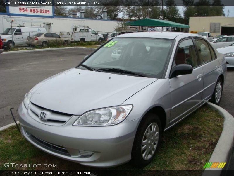 Satin Silver Metallic / Black 2005 Honda Civic LX Sedan