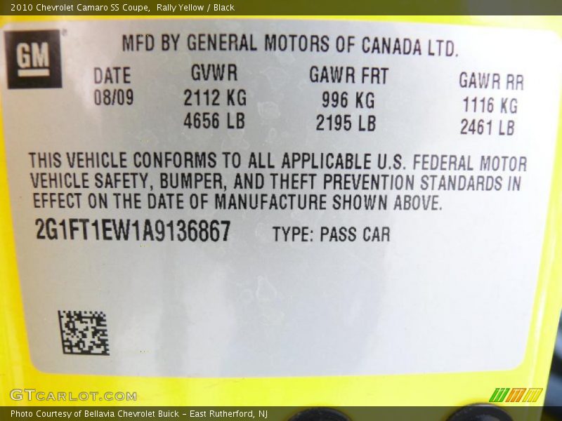 Rally Yellow / Black 2010 Chevrolet Camaro SS Coupe