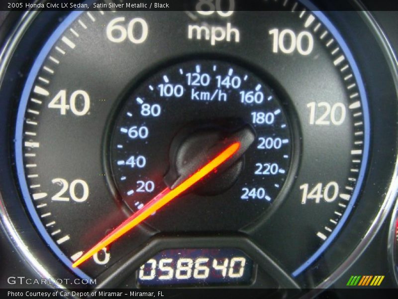 Satin Silver Metallic / Black 2005 Honda Civic LX Sedan
