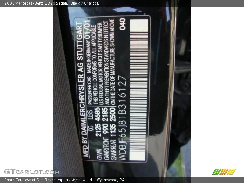 Black / Charcoal 2001 Mercedes-Benz E 320 Sedan