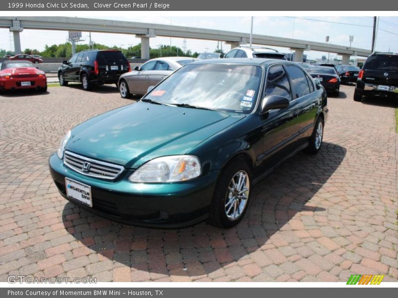 Clover Green Pearl / Beige 1999 Honda Civic LX Sedan