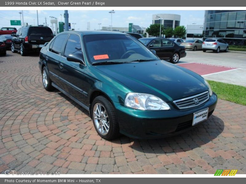 Clover Green Pearl / Beige 1999 Honda Civic LX Sedan
