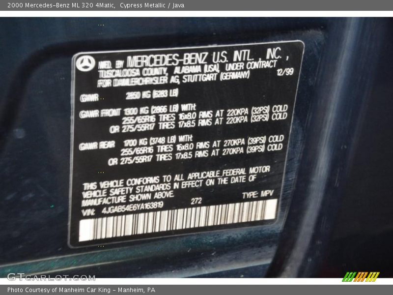 Cypress Metallic / Java 2000 Mercedes-Benz ML 320 4Matic