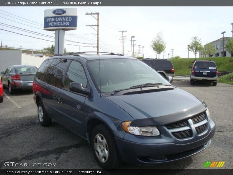 Steel Blue Pearl / Taupe 2002 Dodge Grand Caravan SE