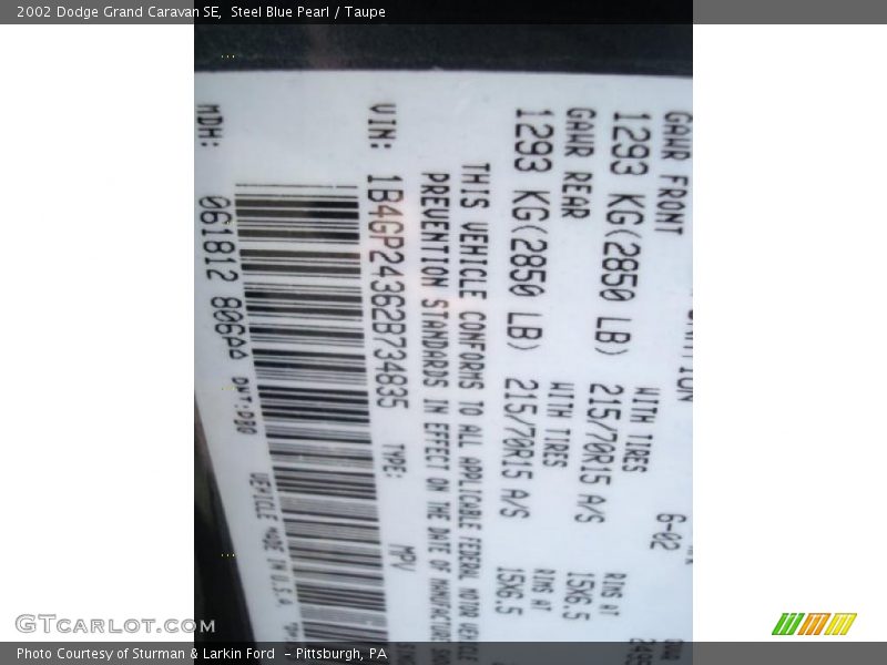 Steel Blue Pearl / Taupe 2002 Dodge Grand Caravan SE