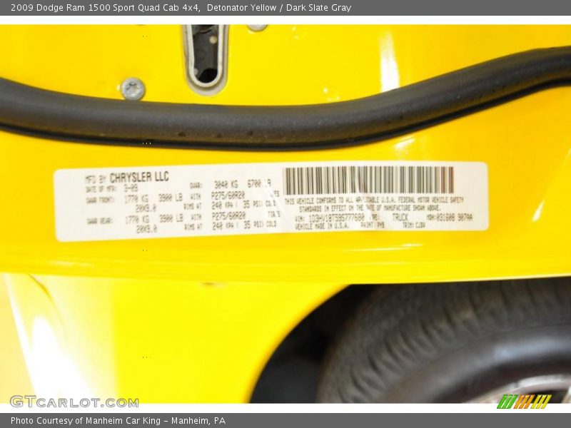 Detonator Yellow / Dark Slate Gray 2009 Dodge Ram 1500 Sport Quad Cab 4x4
