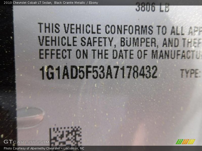 Black Granite Metallic / Ebony 2010 Chevrolet Cobalt LT Sedan