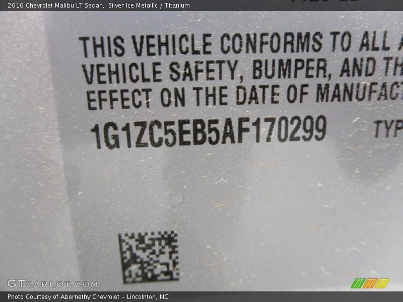 Silver Ice Metallic / Titanium 2010 Chevrolet Malibu LT Sedan
