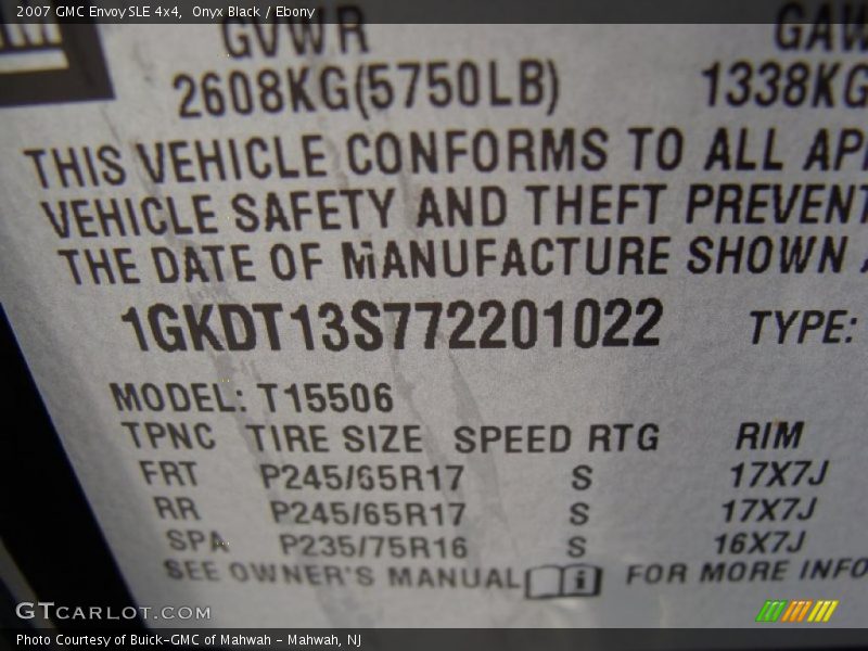 Onyx Black / Ebony 2007 GMC Envoy SLE 4x4