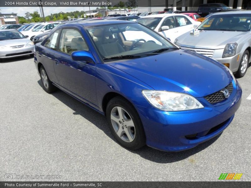 Vivid Blue Pearl / Ivory Beige 2004 Honda Civic EX Coupe