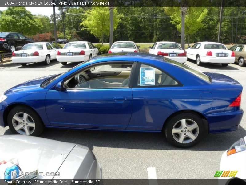 Vivid Blue Pearl / Ivory Beige 2004 Honda Civic EX Coupe