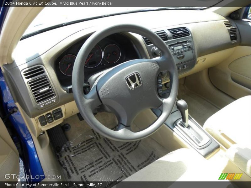 Vivid Blue Pearl / Ivory Beige 2004 Honda Civic EX Coupe