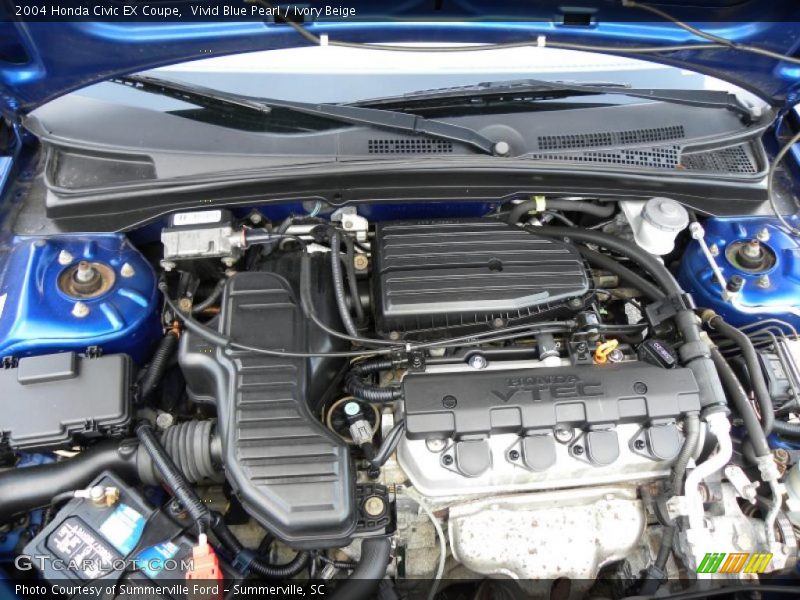 Vivid Blue Pearl / Ivory Beige 2004 Honda Civic EX Coupe