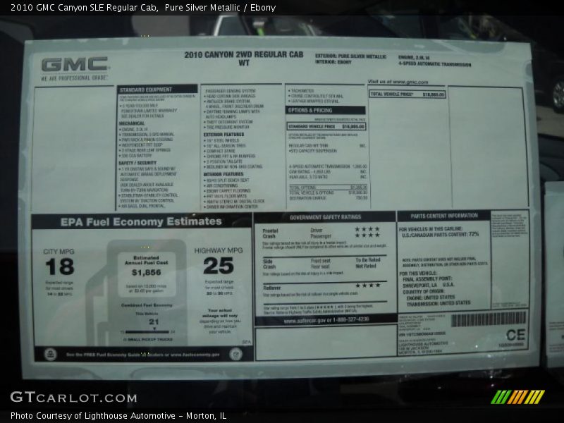 Pure Silver Metallic / Ebony 2010 GMC Canyon SLE Regular Cab
