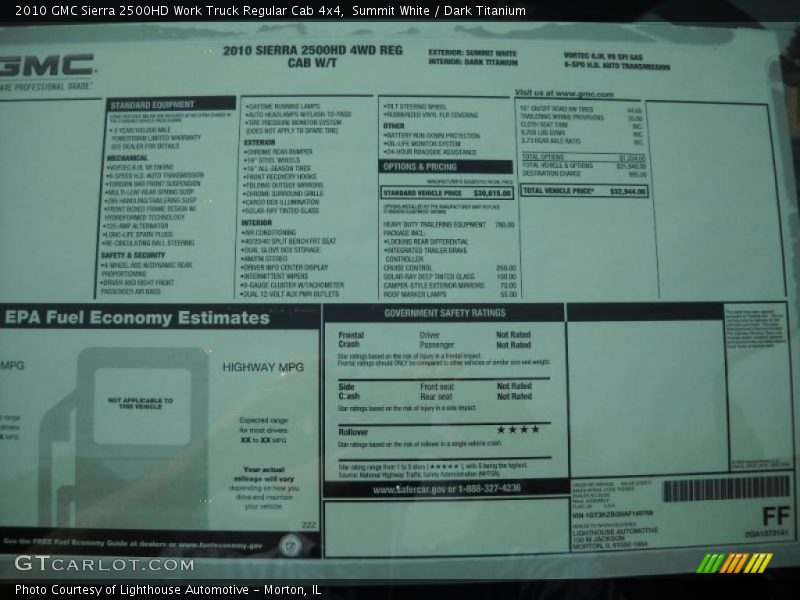 Summit White / Dark Titanium 2010 GMC Sierra 2500HD Work Truck Regular Cab 4x4