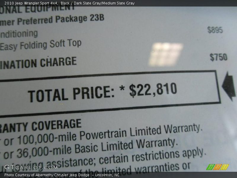 Black / Dark Slate Gray/Medium Slate Gray 2010 Jeep Wrangler Sport 4x4