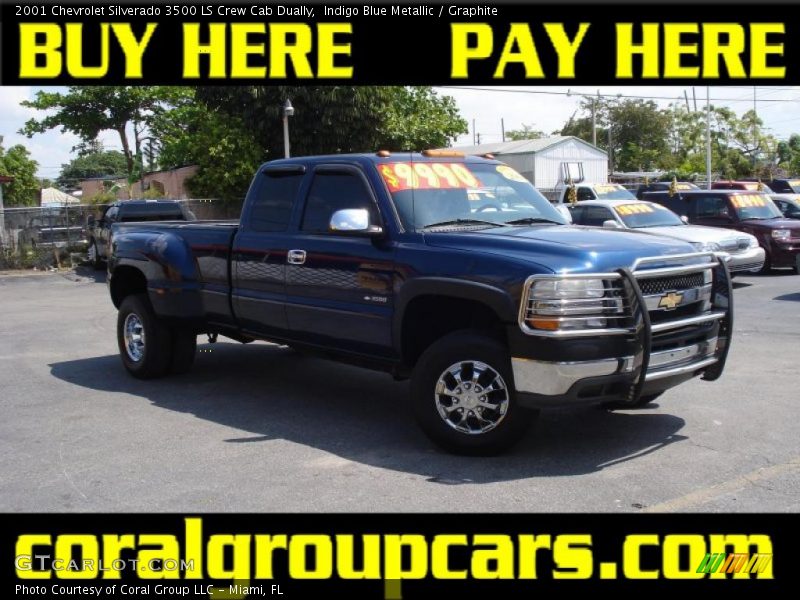 Indigo Blue Metallic / Graphite 2001 Chevrolet Silverado 3500 LS Crew Cab Dually