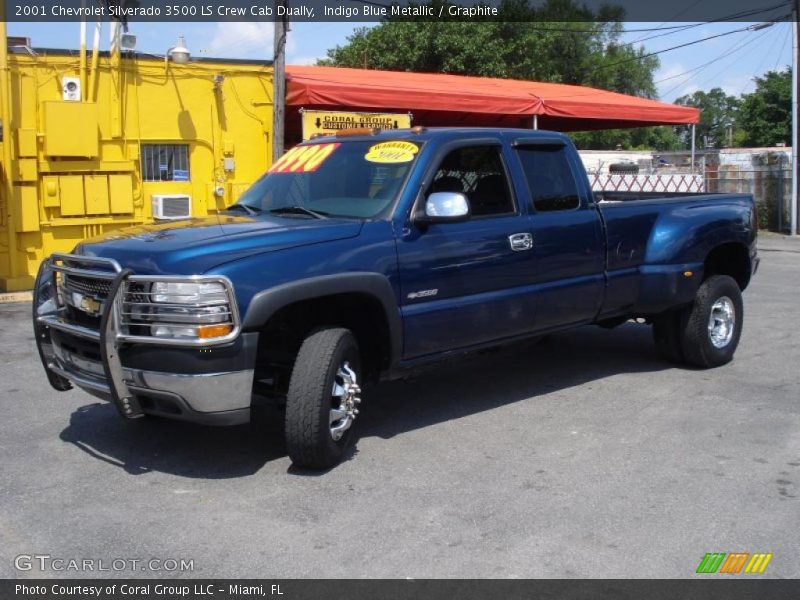 Indigo Blue Metallic / Graphite 2001 Chevrolet Silverado 3500 LS Crew Cab Dually