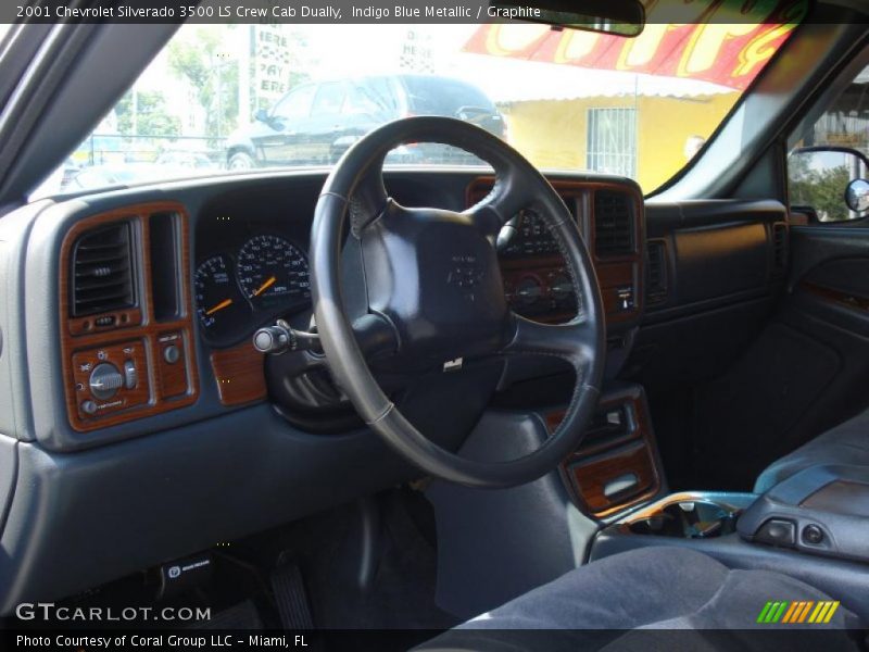 Indigo Blue Metallic / Graphite 2001 Chevrolet Silverado 3500 LS Crew Cab Dually