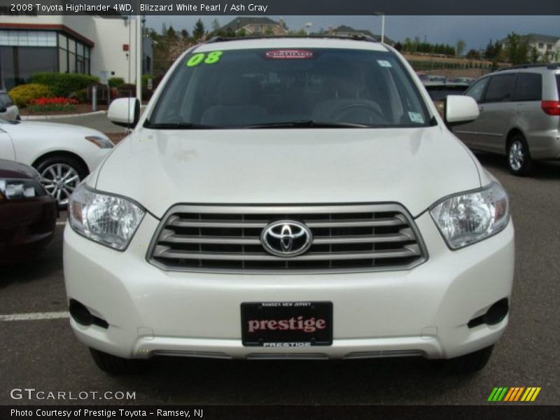 Blizzard White Pearl / Ash Gray 2008 Toyota Highlander 4WD