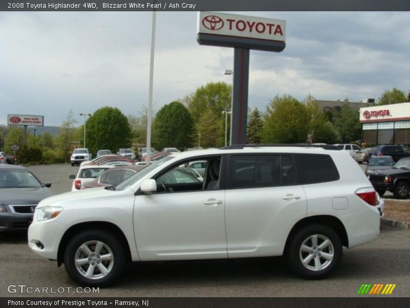 Blizzard White Pearl / Ash Gray 2008 Toyota Highlander 4WD