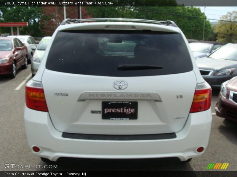 Blizzard White Pearl / Ash Gray 2008 Toyota Highlander 4WD