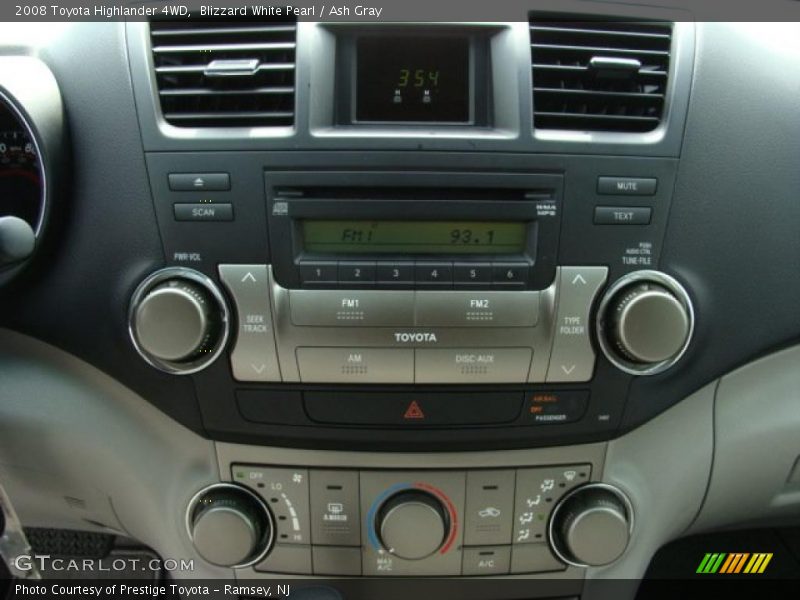 Blizzard White Pearl / Ash Gray 2008 Toyota Highlander 4WD