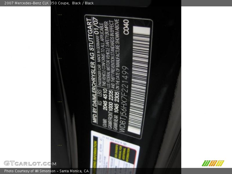 Black / Black 2007 Mercedes-Benz CLK 350 Coupe