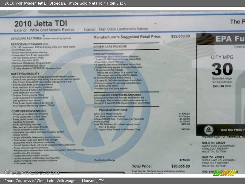 White Gold Metallic / Titan Black 2010 Volkswagen Jetta TDI Sedan