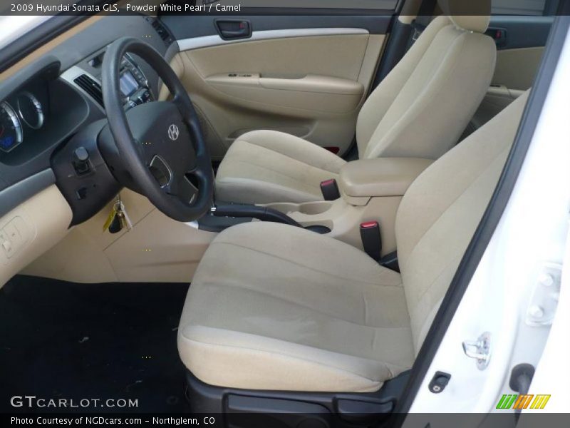 Powder White Pearl / Camel 2009 Hyundai Sonata GLS