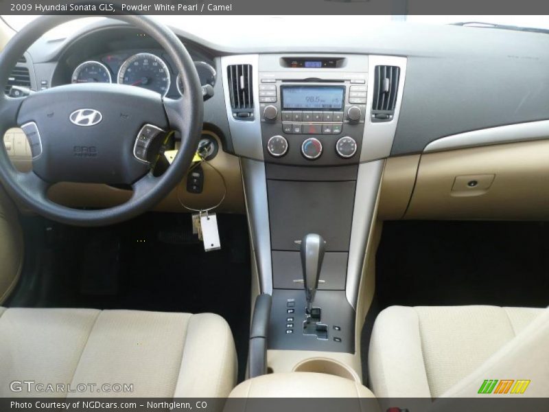 Powder White Pearl / Camel 2009 Hyundai Sonata GLS