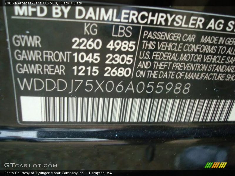 Black / Black 2006 Mercedes-Benz CLS 500