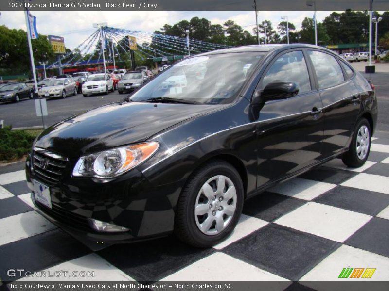 Black Pearl / Gray 2007 Hyundai Elantra GLS Sedan