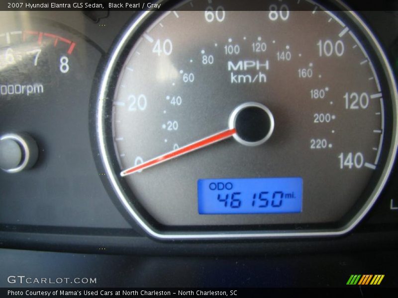 Black Pearl / Gray 2007 Hyundai Elantra GLS Sedan