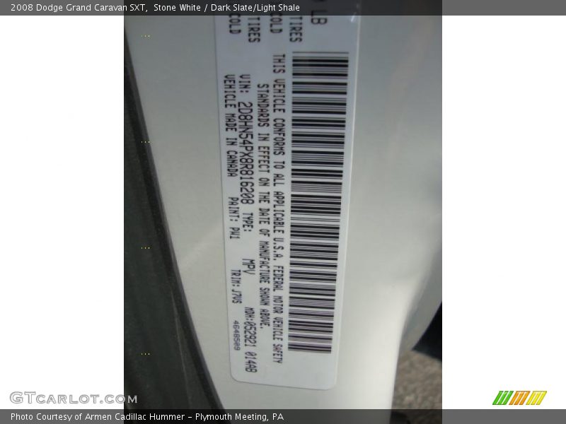 Stone White / Dark Slate/Light Shale 2008 Dodge Grand Caravan SXT